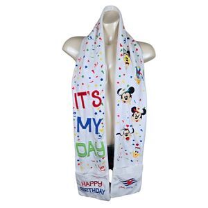 Disney Cruise Line Mickey & Friends It's My Day Happy Birthday White Scarf
